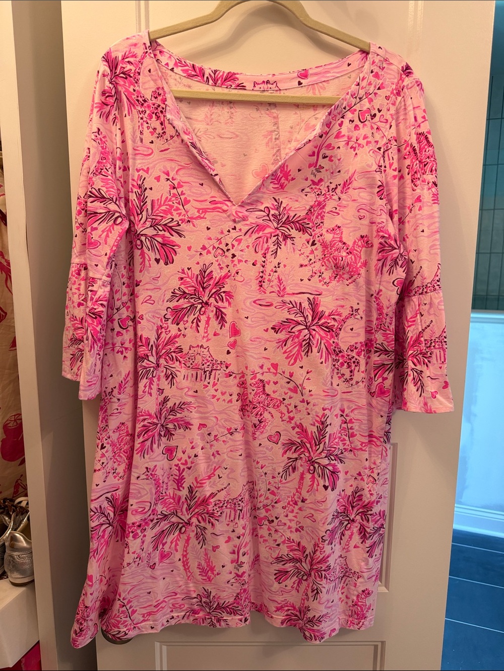 Lilly Pulitzer Pink Palm-Print V-Neck Dress